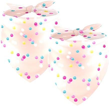 Donuts de confetes de esmalte Bandanas de cachorro padrão, 2 pacote de lenço de estimação lavável macio Triângulo para