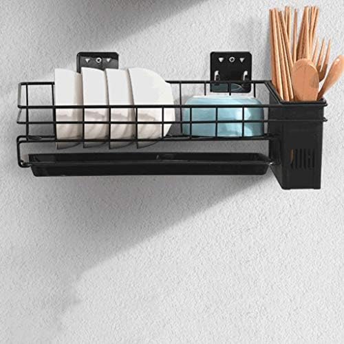 Jahh Black Dish Rack-Rack de cozinha criativa montada na parede, rack de armazenamento de mesa de mesa de camada única, rack de