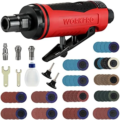 WorkPro 1/4 polegada de dado de ar reto Grinder e WorkPro 101 Pieces Landing Discs Conjunto