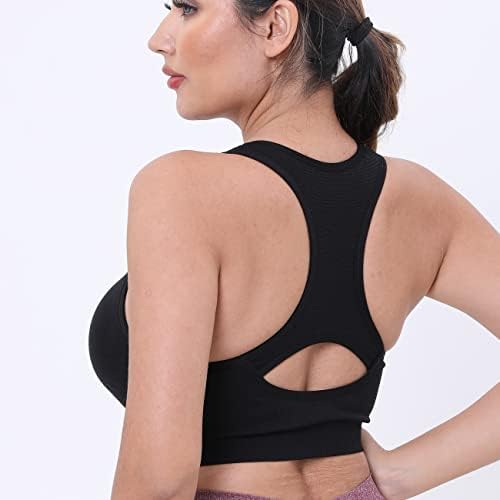 Kinyaoyao feminino plus size de alto impacto sem costura Racerback acolchoado BRA BRA