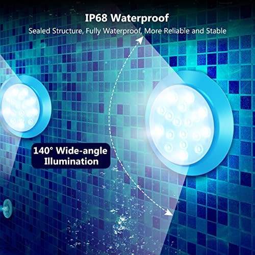 Luzes de piscina LED recarregáveis ​​Lylmle, luzes LED submersíveis de 5,9 RGBW com remoto, percorrendo até 40 horas, luzes