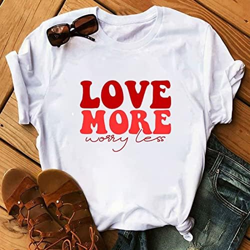 Tshirt White Graphic Top Top para Womens Summer Summer Fall Manga curta Roupas confortáveis ​​Crew Crew Brunch Brunch Tee do Dia dos Namorados SB XXL