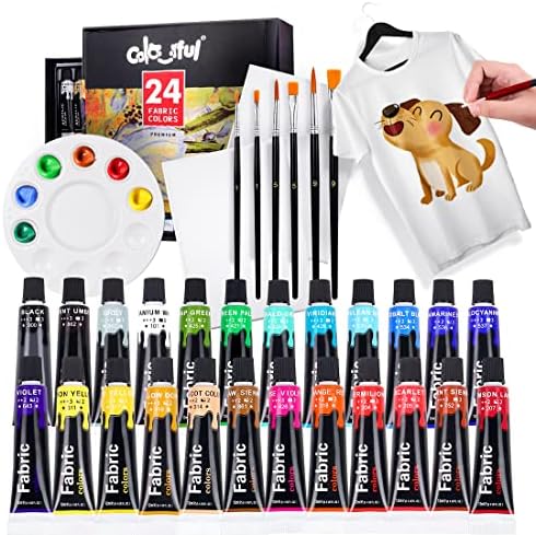 Kit colorido de tinta de vidro de 12 colorido e um conjunto de tinta de tecido 24 colorido para hobby