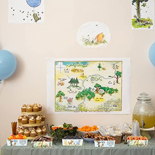 Pojziuy clássico Winnie Pooh Supplies de festa, decorações de chá de bebê Winnie Pooh, Winnie Party Favors Party Paper Bandeys, Placas de Party Winnie Placas Nacho Pipoca Hot Dog Pipoca