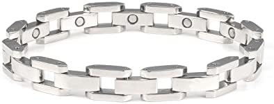 Pulseiras magnéticas Enermagix para mulheres, pulseiras de aço inoxidável de 8,26 polegadas para mulheres para jóias magnéticas de artrite, pulseiras de prata de fasion