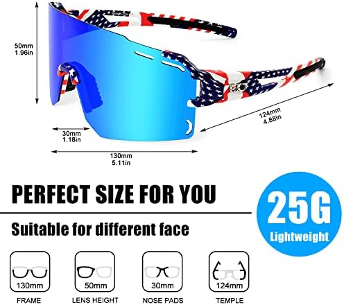 Yunbll & Ko esportam óculos de sol polarizados para homens mulheres, estilo P-V UV400, copos de bicicleta para pesca de beisebol