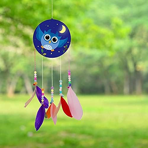 5D Kits de pintura de diamante Owl Flying Wind Chime Pinging Art para adultos e crianças penduradas ornamentos de parede de diamante
