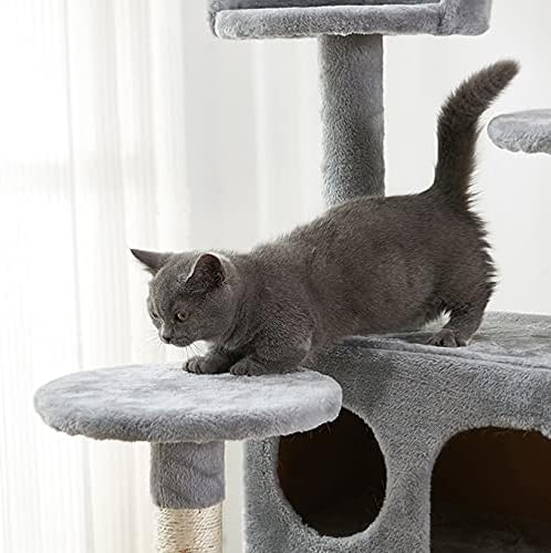 Torre de gato, 52,76 polegadas de gato com sisal scratching tábio, teto de gato com plataforma acolchoada, 2 condomínios