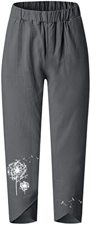Calça de perna larga rvide para mulheres plus size size feminino de verão de algodão colheita de algodão calças de linho solto cappris