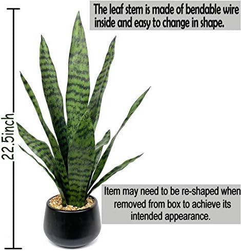 Bird Fiy Planta de cobra artificial 22,5 Agave falsa falsa Sansevieria Plantas artificiais para decoração de escritório