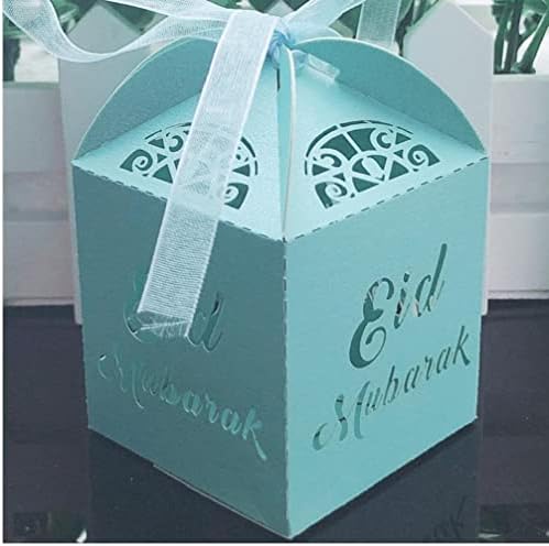 Ruluti 10 PCs Eid Mubarak Boxes Favory Boxes Box Candy Box com Ribbon for Ramadan Party Decoration Supplies