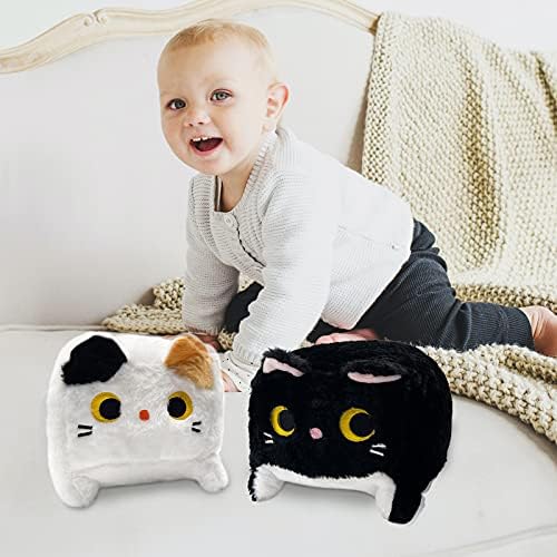 2pcs 7.87 “Brinquedos de pelúcia de gato preto quadrado conjunto, fofo gatinho de gato de gato de gato de gato de pelúcia