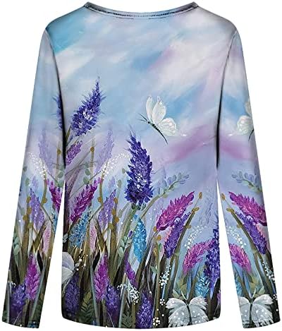 Narhbrg outono camisetas para mulheres estampas florais pullovers de outono tops de tripulação fofa 3/4 mangas gráficas de moletom