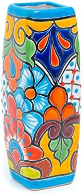 Talavera encantada mexicana vaso de flor de cerâmica mexicana vaso artesanal de padrões florais vaso de flores central