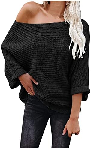 Suéteres femininos de mangas compridas moda de cor sólida malhas quentes de malhas