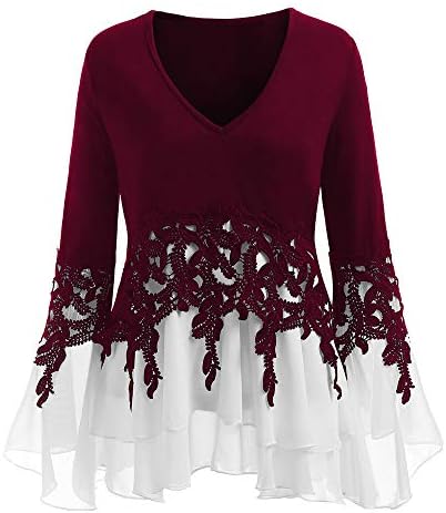 IQKA Women PLUS TAMANHO APPLIC CASual Applique Pleated Chiffon Camise