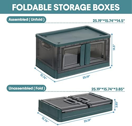 Libes de armazenamento Hureny com tampas - 19 gal/ 76 QT Caixa de armazenamento dobrável - Contêineres de armazenamento com tampas para garagem, lavanderia, escritório, organizadores de armários organizadores de quarto e armazenamento.