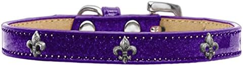 Mirage Pet Products Fleur de Lis Widget Dog Collar, tamanho 10, esmeralda verde/prata