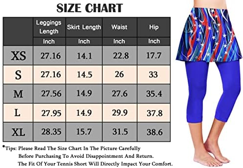 MSACRH Tennis Skirted Leggings com bolsos para mulheres Skorts de golfe com leggings de capri para ioga Casual Athletic