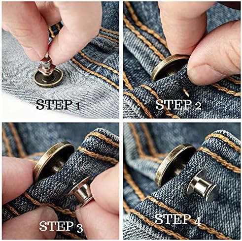Button Pins for Jeans - 20 PCs 17mm Button Raplow Pant Rightener - 10 projetos Jeans de botão ajustável fácil - simples