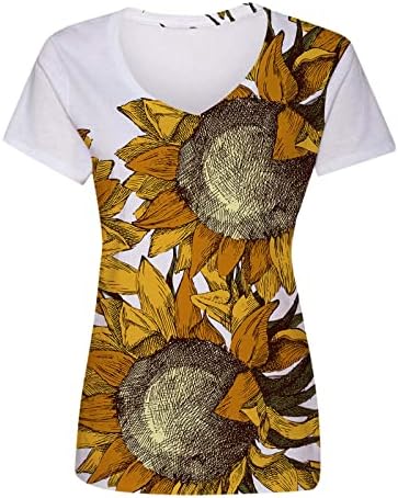 Tees casuais femininos Moda de verão feminina Top casual v pesco