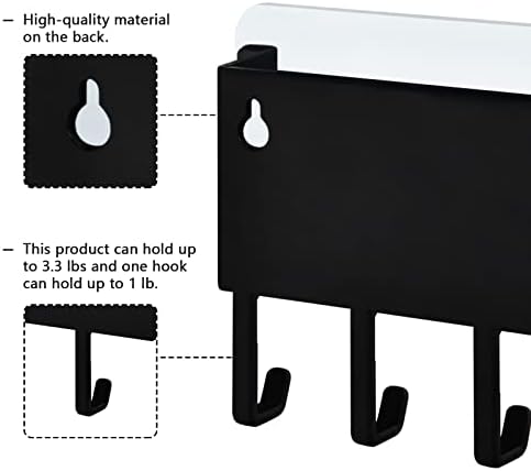 Organizador do cabide Kigai Food and Wine Key com 5 ganchos -chave, mini prateleira de suporte para montagem de parede de armazenamento de correio para entrada para a decoração da porta de banheiro da cozinha