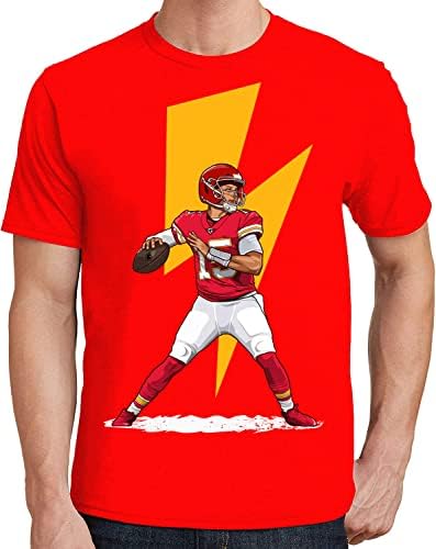 Kansas City Quarterback Football Lightning QB 15 Sports Fan Game Day Men's T-Shirt Graphic Tee Tops Camisa