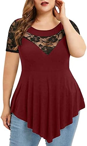 Blusa feminina Blusa curta 3/4 de manga de luvas de argola de algodão gráfico floral plus size liso alto tee de blusa baixa para meninas