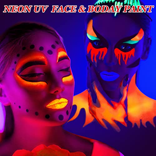 De'lanci Neon Orange Face Paint Stick, Creme Blêndsable Body Paint Stick, Sports Sports Face Paint Foulding Foundation Makeup, Profissional Halloween Makeup Cosplay UV Efeitos especiais SFX Festas - 22G