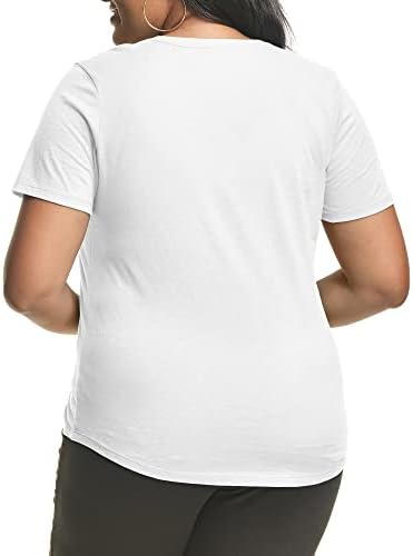 Apenas minha camiseta feminina de tamanho, camiseta de decote em V de manga curta, camiseta JMS Plus Size para mulheres, camiseta