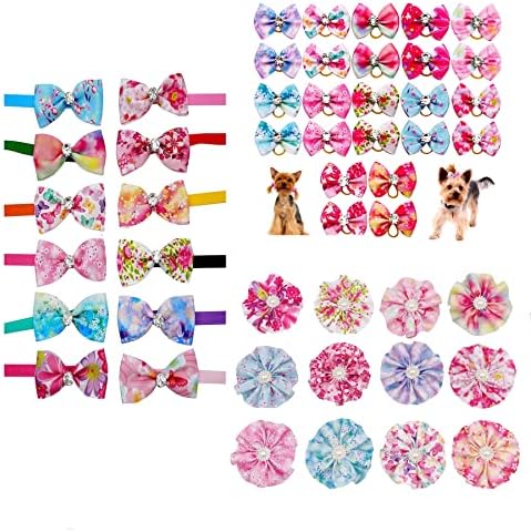 JPGDN Spring Dog Browing Bows Collar Flowers and Bosture Set para venda