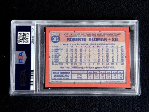 Roberto Alomar 1991 Topps Desert Shield PSA 9 Mint Baseball Card 315 Padres Hof - Cartões de beisebol com lajes