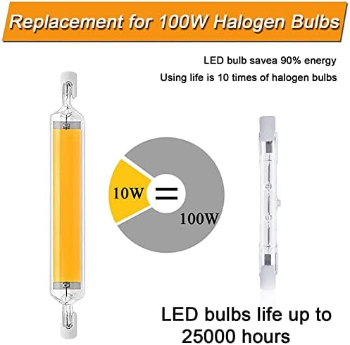 6 Pacote R7S Bulbo LED 78mm, 10W Bulbos LED T3 diminuídos, lâmpadas de halogênio de 100w equivalentes e alto brilho duplo J-78 Lâmpada
