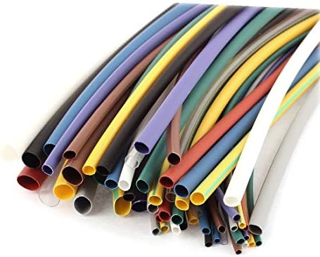 Novo Lon0167 55pcs 11 Discurtada cor 5 Tamanho variado Kit de fios de fios de mangas de tubo de tubo de tubo de