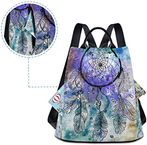 Alaza étnico Dreamcatcher Tie Dye Backpack Purse for Women Anti -Roubo Fashion Back Pack Saco de ombro