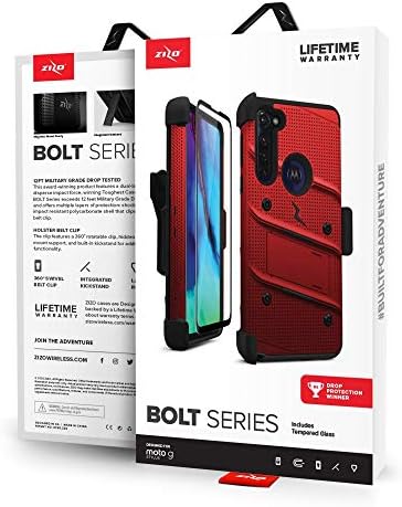 Série de parafusos Zizo para moto G Stylus Case With Screen Protector Kickstand Holster cordão - vermelho e preto