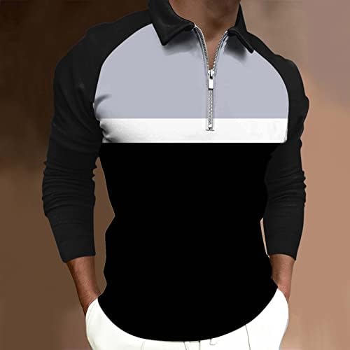 XXBR MENS MAN LONGO DE MANAGEM LONGO DE MANEIRA POLO CHAMPS STREET Moda Colorblock Patchwork Tirmation Casual Sports Sports Golf Tops