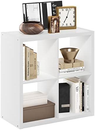 Furinno Cubicle Open Organizador de armazenamento decorativo de cubo, 4 cubos, branco