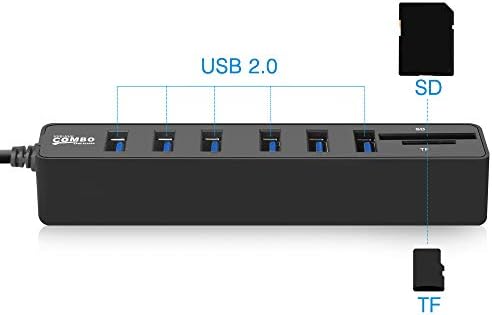 Huiop jdl-hsd8 splitter de combinação de hub USB 3/6 portas opcionais USB 2.0 Mini 2 em 1 sd leitor de cartão tf para
