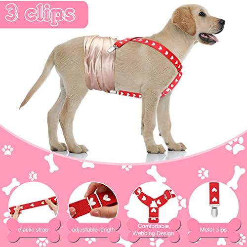 Sanwuta 6 PCs Suspenders de fraldas para fraldas para fraldas Suspenders de cachorro fêmeas 3 Clipes Suspender de fraldas de cachorro para cachorrinho vestido de saia de cachorro