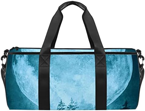 Mamacool Moon lua cheia árvores Moonlight Duffel ombro de transporte de lona Bolsa de viagem para ginástica Dança da dança do Weekender