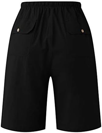 Shorts curtos shorts soltos lascas de cordas altas elásticas de cintura casual sólida com bolsos calças de cintura de cintura