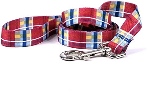 Design de cão amarelo madras bordundy cão coleira 1 de largura e 5 'de comprimento, grande