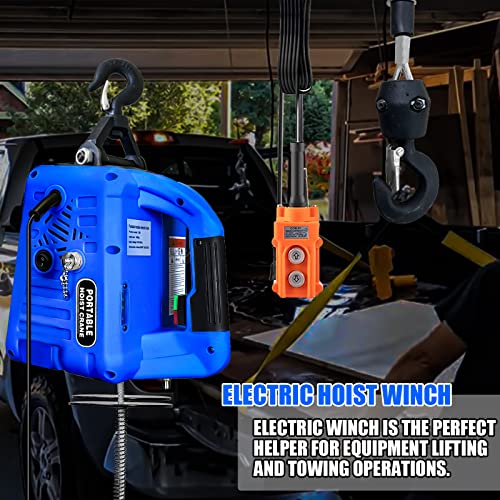 Fithoist 110V Electric Hoist Winch, 1100 libras de 1500w Gincho de energia elétrica portátil com controle remoto sem fio, vertical