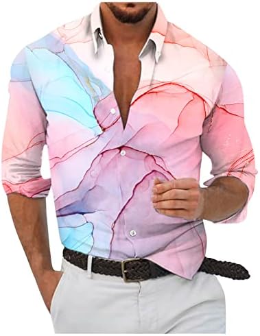 camisas de manga longa de ayaso para homens colorblock botão para baixo stand colar tops blusa plus size slim-fit regular