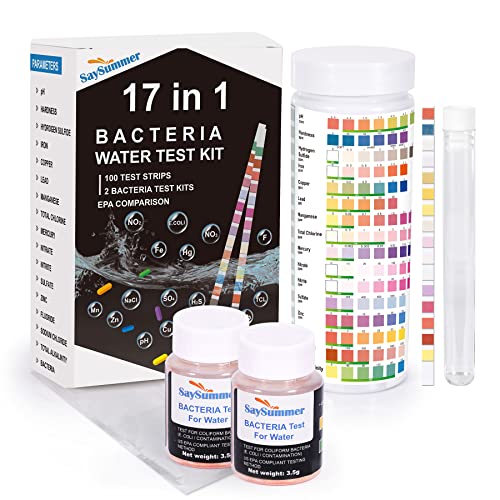 17 em 1 kits de teste de água para água potável - 100 contagens + 2 kits de teste de água coliformes, kit de teste de água da torneira em casa, testando o pH do Mercúrio de ferro de chumbo de chumbo de metal pesado e muito mais!