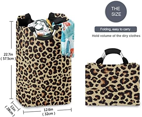 Cheetah leopardo impressão animal lavanderia cesta de lavanderia cesto de roupa portátil Organizador de roupas dobráveis ​​com