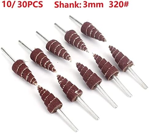 Brewix 10/30pcs 3mm*12mm 320 Griting Horting Brind Brill Brill Chucks Roda de lixamento de roda elétrica Polimento de