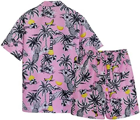 Roupas de trilhas de 2 peças para homens estiram camisa havaiana impressa em 3D e sets curtos moda de moda casual na praia