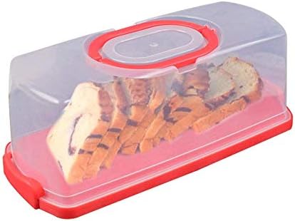Caixa de pão portátil com alça de bolo de bolo de bolo de plástico portador retangular de armazenamento de alimentos 13 polegadas